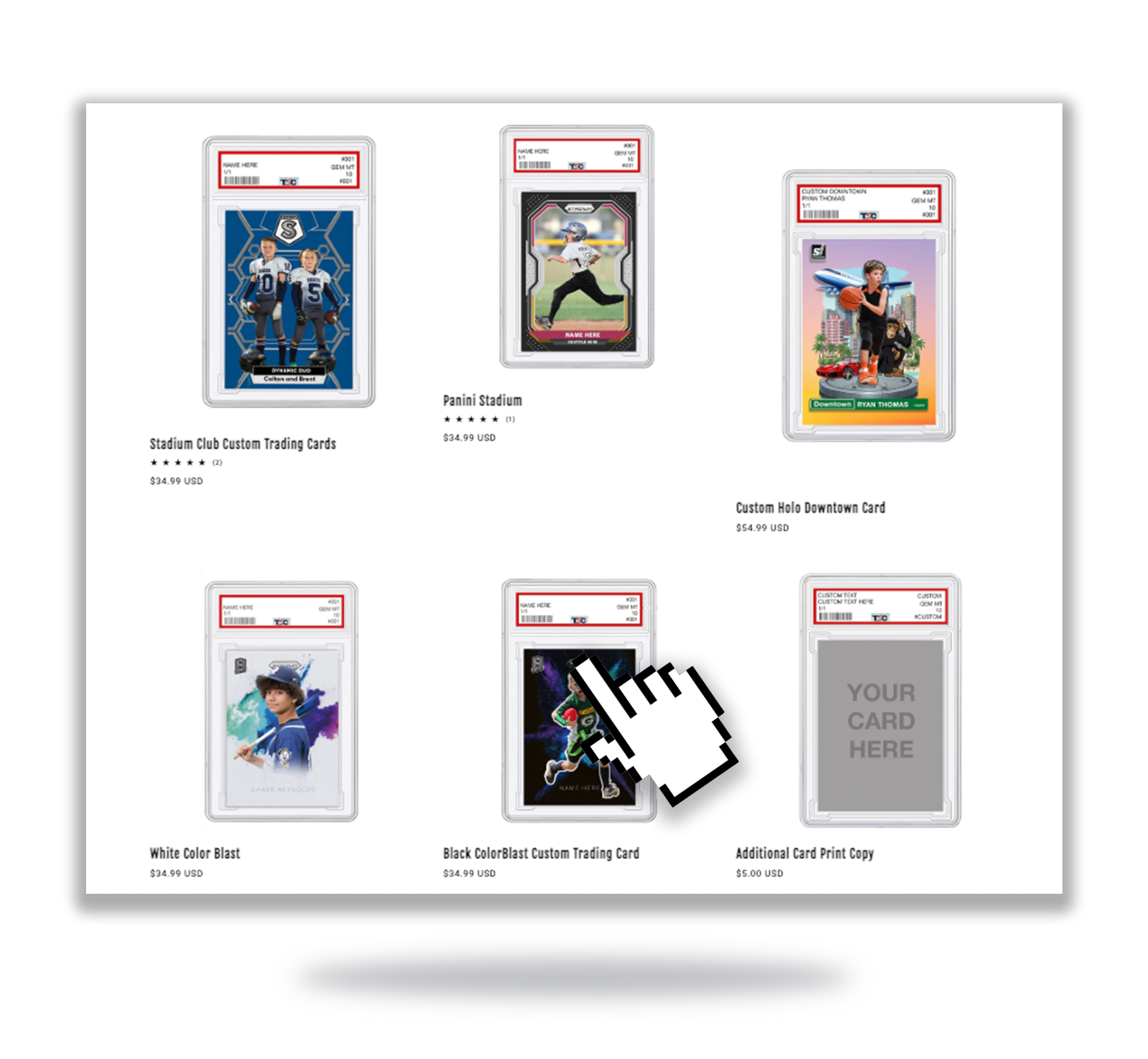 A selection of custom card styles